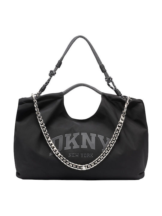 Damen Stoff Tote Handtasche in Schwarz