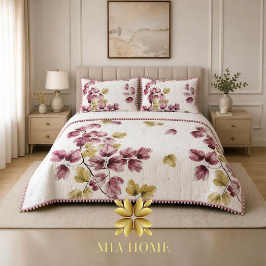 Mia Home Set Cuvertură Pat Dublu Roz 220x240cm 3 Bucăți