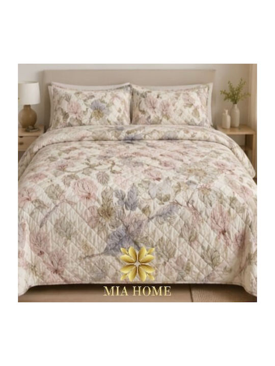 Mia Home Σετ Κουβερλί Υπέρδιπλο Ροζ 220x240cm 3τμχ