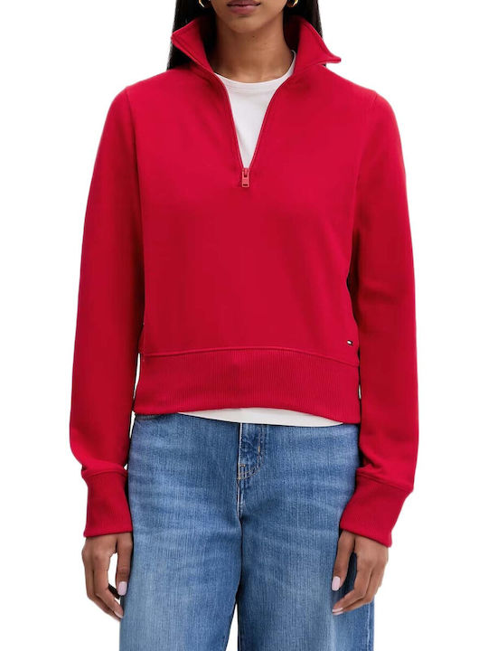 Tommy Hilfiger Damen Bluse mit Reißverschluss Rote