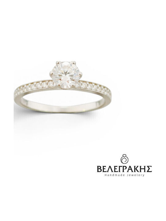 Velegrakis Inel Din Aur Alb 14K Cu Zircon