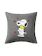 Koupakoupa Μαξιλάρι Καναπέ Snoopy Love, από 100% Βαμβάκι Γκρι 50x50εκ.