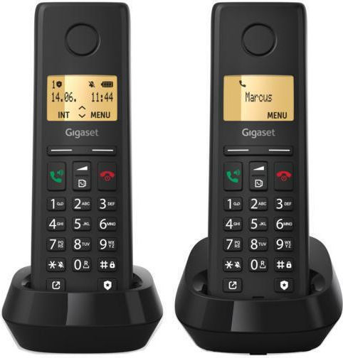 Gigaset Pure 200 Cordless Phone Duo with Greek Menu Black