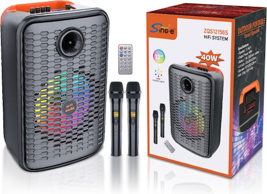 Karaoke Speaker with Wireless Microphones and Lighting Effects SING-E ZQS12156S 079109 Black