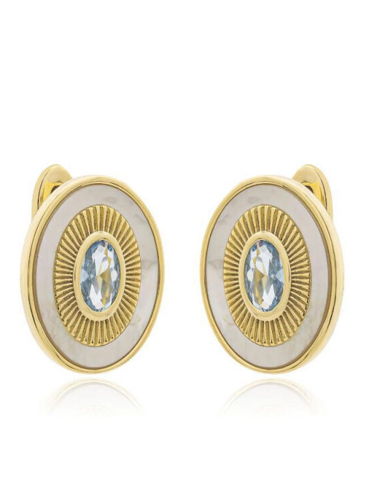 Jools Silver Gold Plated Earrings with Light Bl...