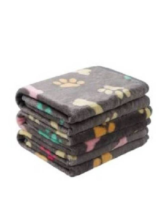 Denik Fleece Κουβερτα Γκρι Πατουσακια 52x76cm