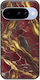 Cracked Marble Red Gold Case Google Pixel 10 5G Black TPU Black Silicone