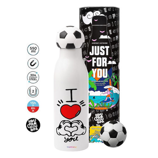 Koupakoupa Comics Hands Love Stainless Steel Thermos Bottle 550ml Soccer Ball