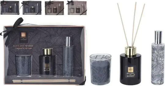 Geschenkset Duftendes Glas Diffuser 60ml Raumspray 30ml & Kerze Black Vanille