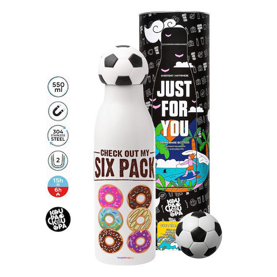 Koupakoupa Check Out My Six Pack Thermos Bottle Stainless Steel 550ml Soccer Ball