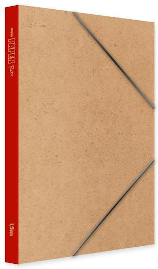 Unipap File Box with Rubber Band Micro Velcro 1.5cm Red