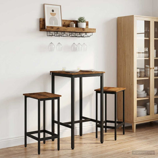 Quadratischer Bar Tisch Aus Holz Mit Metallrahmen Bearbeitetes Holz 52x52x110cm