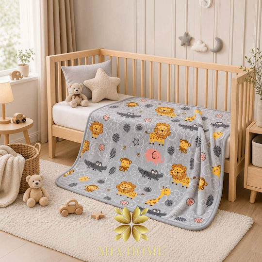 Mia Home Κουβέρτα Κούνιας Βελουτέ Γκρι 110x140εκ.