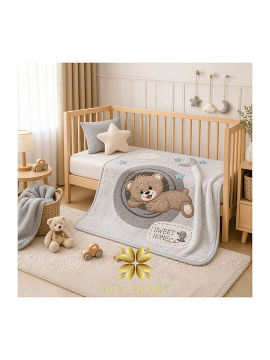 Mia Home Babydecke Kinderbett Samt Grau 110x140cm