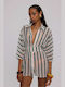 Long Sleeve Women's Shirt Green Striped