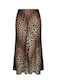Сатен Висока Талия Midi Дамска Пола Леопардов Animal Print