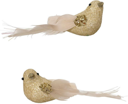 Set 2 Pieces Decorative Glitter Birds Clip Gold 12cm 306.001.0895.04