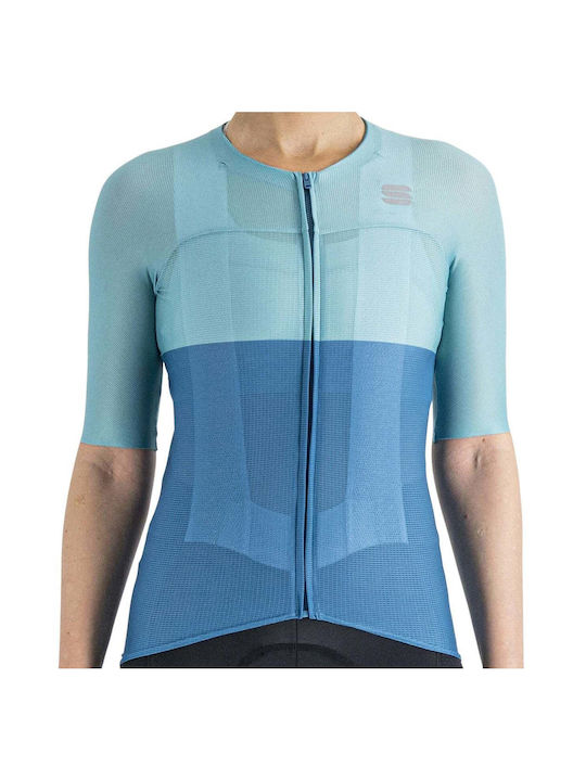 Sportful Tricou De Ciclism Pentru Femei Cu Mâneci Scurte Albastru