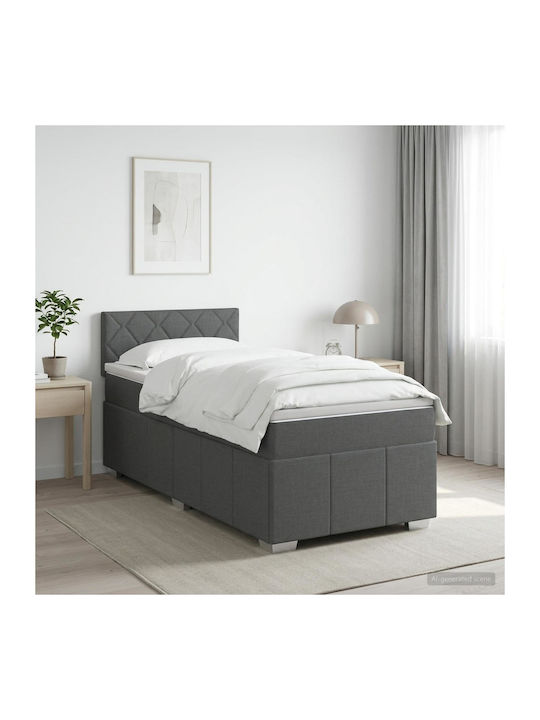 Einzelbett Mit Stoff Dunkelgrau Mit Lattenrost ...