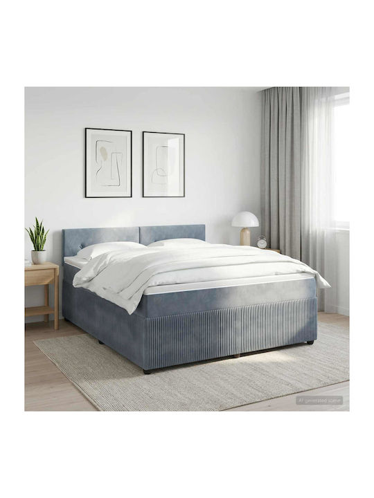Doppelbett Mit Samt Dunkelgrau Mit Lattenrost &...