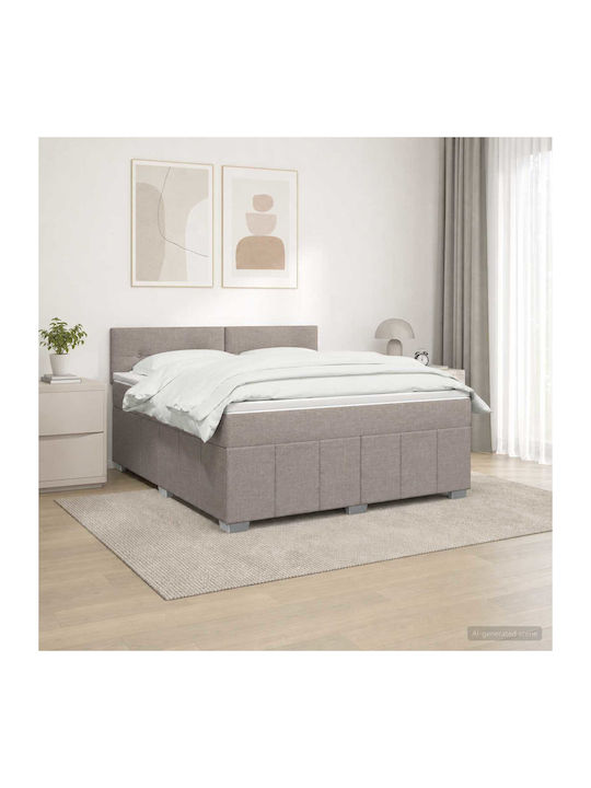 Double Upholstered Bed with Fabric Taupe with S...