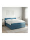 Doppelbett Mit Samt Dunkelblau Mit Lattenrost & Matratze 140x190cm
