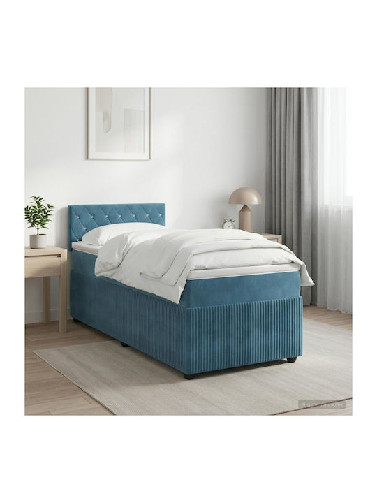 Einzelbett Mit Samt Dunkelblau Mit Lattenrost &...