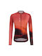 Santini Lange Ärmel Fahrradtrikot Rote Damen