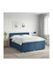 King Size Upholstered Fabric Bed Blue with Slats and Mattress 180x200cm