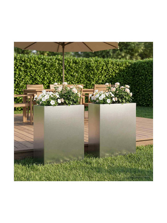 vidaXL Set of 2 Metallic Silver Flower Pots