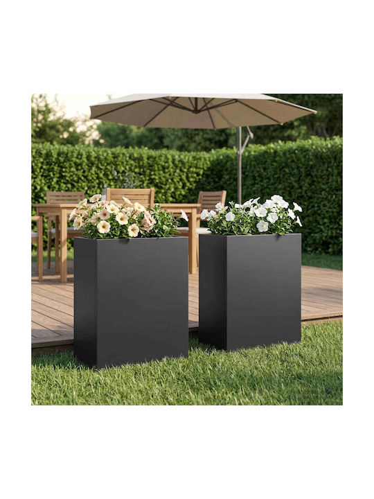 vidaXL Set of 2 Metallic Black Flower Pots
