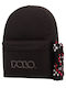 Polo Schulranzen Rucksack Für Junior High-High School Schwarz Mit Flaschenhalter 20lt