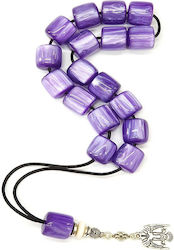 Roloi Komboloi Worry Beads with 17 Resin Beads Length 30cm Purple