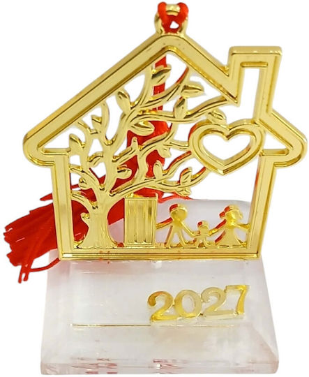 Kalliopi Silver Tabletop New Year's Lucky Charm Home Gold Made of Plexiglass 2027 5x6cm
