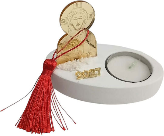 Kalliopi Silver Handmade Tabletop New Year's Lucky Charm with Wishes Made of Stone 2027