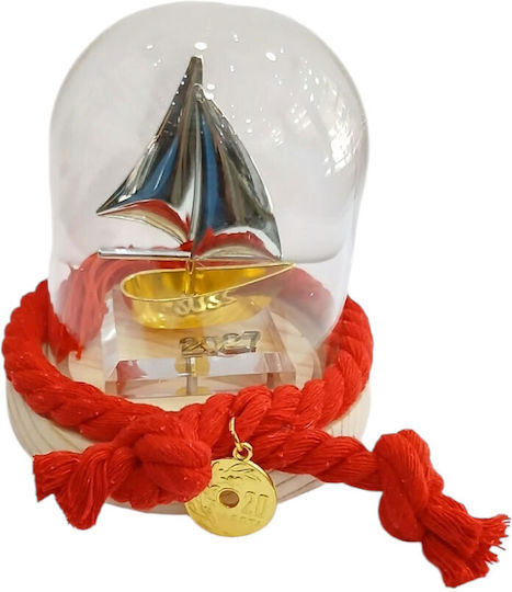 Kalliopi Silver Handmade Tabletop New Year's Lucky Charm Boat Gold Made of Glass 2027 Kalliopi Silver Handmade Tabletop New Year's Lucky Charm Boat Gold Made of Glass 2027