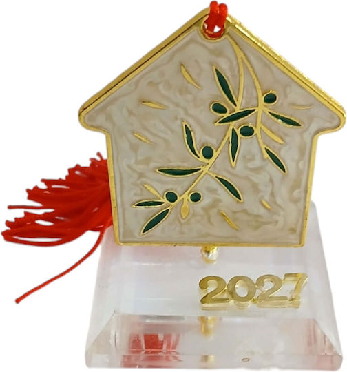 Kalliopi Silver Tabletop New Year's Lucky Charm Home Beige Made of Plexiglass 2027 5x5.7cm