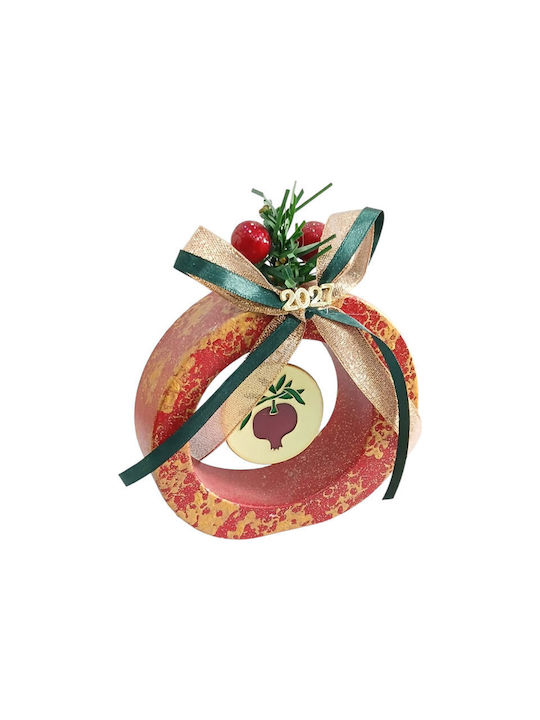Kalliopi Silver Handgefertigter Hängender Glücksbringer Granatapfel Rot Keramik 2027 11x13cm