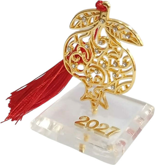 Kalliopi Silver Επιτραπέζιο Γούρι Ρόδι Χρυσό από Πλεξιγκλάς 2027 5x6cm