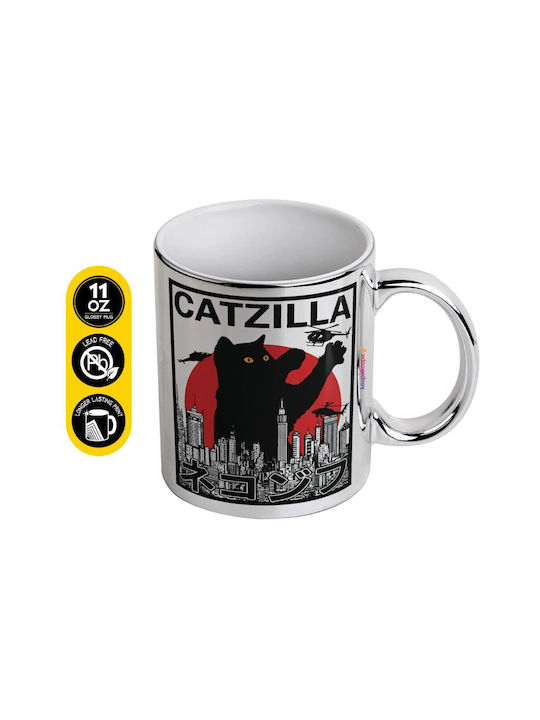 Koupakoupa Catzilla Ceramic Mug Silver 330ml