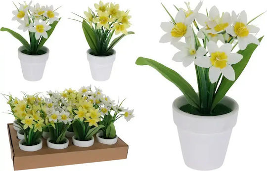 Artificial Flower White Ceramic Potted Plant 20cm