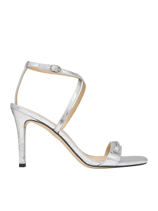 Michael Kors Lena Leather Sandals Silver