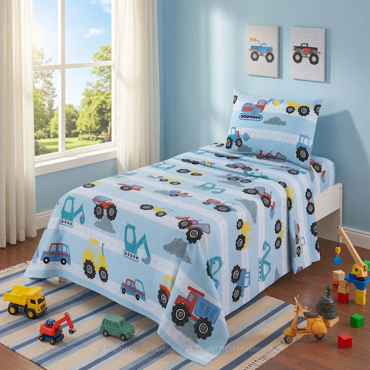 Casa Colori Single Sheet with Elastic Band Cotton Kids 100x200cm