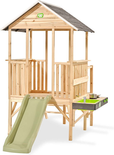 Exit Toys Multifunctional Wooden Kids Garden Playhouse with Slide & Kitchenette