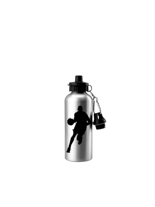 Water Bottle Basketball 500ml Silver