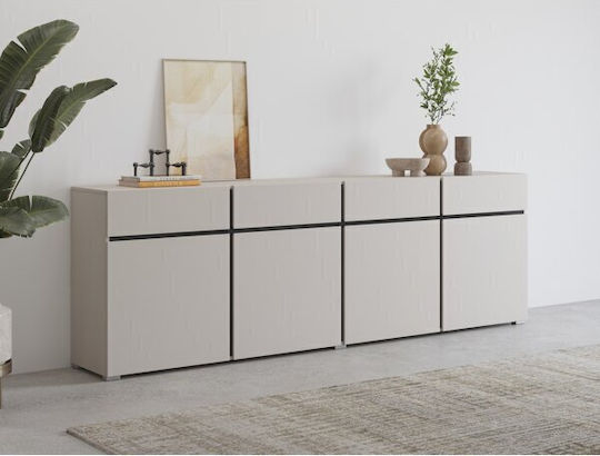 Alfere 100 Holz Sideboard mit Schubladen Kaschmir 225x40x78cm