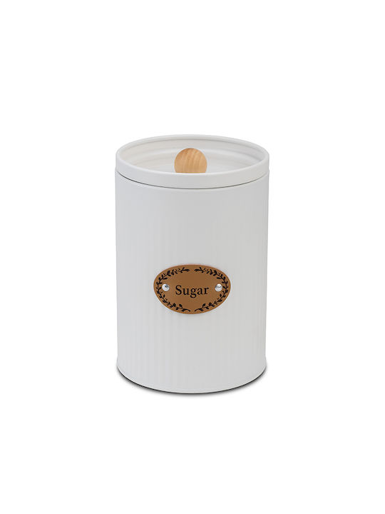 Nava Sugar / Coffee Box with Airtight Lid Metallic White 1 Piece