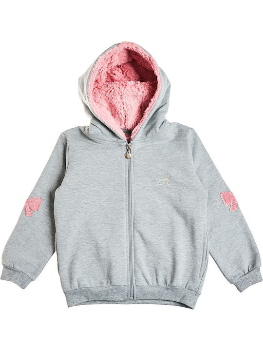 Kids Sweatshirt Cardigan With Hood And Pockets Grey