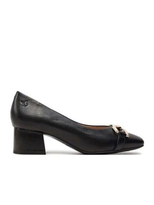 Leather Heels with Low Heel Black