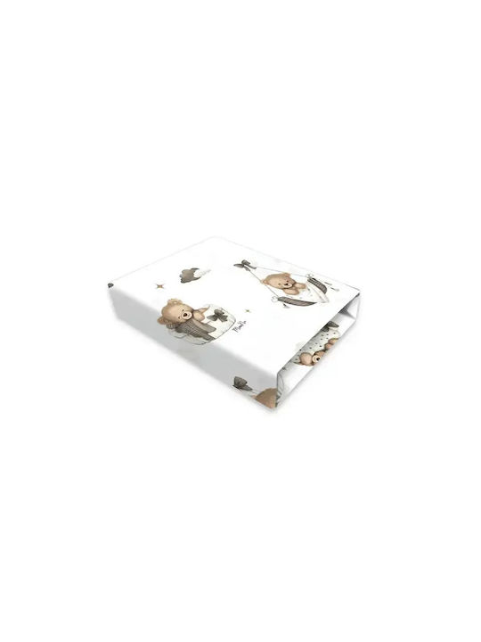 MimiNu Lenjerie De Patut Bebe Pentru Patut Din Bumbac Cu Cauciuc Bej 83x50cm